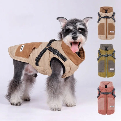 Adjustable Back Winter Dog Jacket Reflective Thickened Dog Cotton Jacket Warm Windproof Pet down Coat Snow Activities