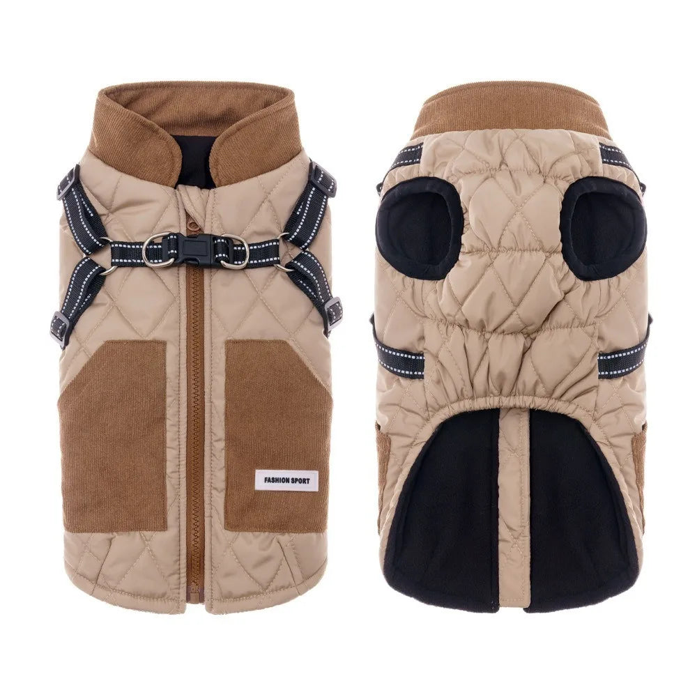 Adjustable Back Winter Dog Jacket Reflective Thickened Dog Cotton Jacket Warm Windproof Pet down Coat Snow Activities