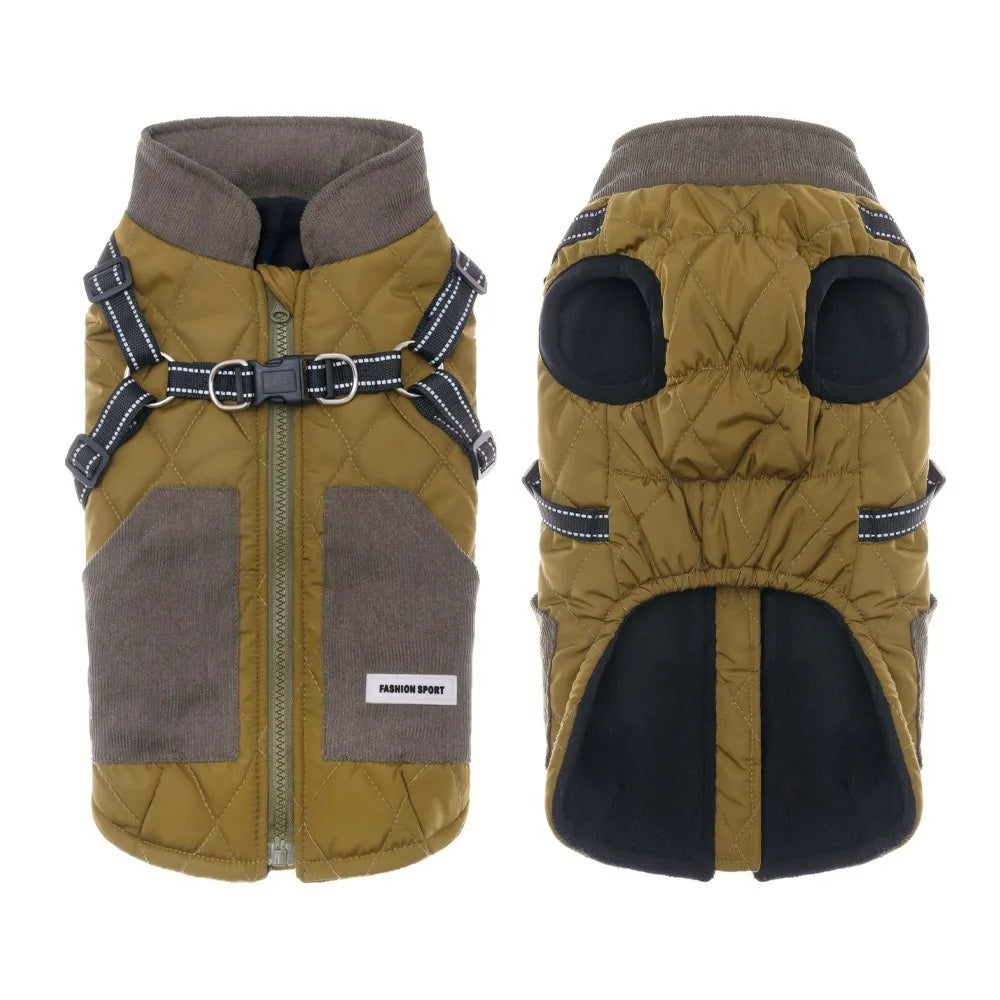 Adjustable Back Winter Dog Jacket Reflective Thickened Dog Cotton Jacket Warm Windproof Pet down Coat Snow Activities