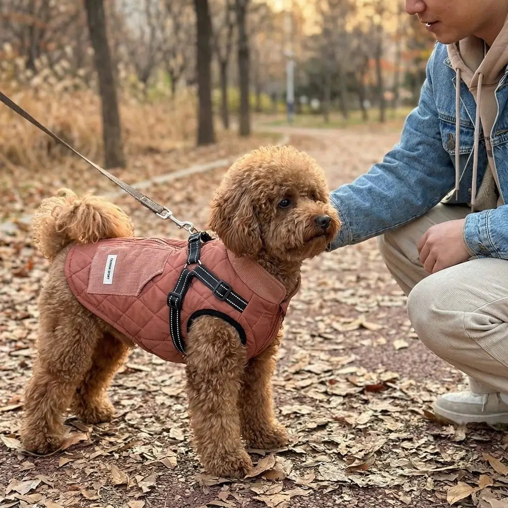Adjustable Back Winter Dog Jacket Reflective Thickened Dog Cotton Jacket Warm Windproof Pet down Coat Snow Activities